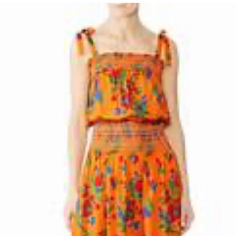 Tory Burch Bright Orange Floral Maxi Dress